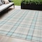 Homeroots 5' X 8' Sky Blue And Gray Plaid Washable Indoor Outdoor Area Rug 601363 - alternate 1