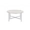 Homeroots 36" White and Silver Metal Round Cross Legs Coffee Table 490522 - alternate 1