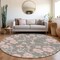 Homeroots 8' Gray Pink And Ivory Round Floral Washable Indoor Outdoor Area Rug 600002 - alternate 6