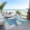 Homeroots 3' X 5' Teal Blue And Ivory Geometric Washable Indoor Outdoor Area Rug 617926 - alternate 8