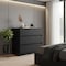 Homeroots 33" Black Wood Three Drawer Dresser 518178 - alternate 4