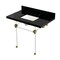 Kingston Brass 36" Black Granite Console Sink with Acrylic Legs, 8-Inch, 3-Hole, Black Granite/Brushed Brass KVPK3630KASQ7 - alternate 1