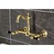 Kingston Brass Two-Handle Wall Mount Bridge Kitchen Faucet, Brushed Brass KS2447PKL - alternate 6