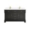 James Martin Vanities Brookfield 60 in Double Vanity, Black Onyx w/ Single Hole 3CM White Zeus Silestone Top & Backsplash 547-V60D-BKO-1WZ - alternate 1