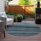 Homeroots 8' Teal Blue Sky Blue And Gray Round Striped Washable Indoor Outdoor Area Rug 577813 - alternate 5
