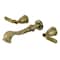 Kingston Brass Two-Handle Wall Mount Tub Faucet, Antique Brass KS5023KL - alternate 1