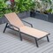 Leisuremod Marlin Patio Chaise Lounge Chair with Armrests in Black Aluminum Frame, Light Brown MLABL-77LBR - alternate 8