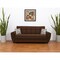Homeroots 93" Brown Microfiber Convertible Futon Sleeper Sofa And Toss Pillows With Storage 607073 - alternate 1