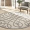Homeroots 8' Cream And Gray Round Trellis Indoor Outdoor Area Rug 550653 - alternate 7
