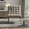 Homeroots 30" Gray and Silver Tufted Faux Leather and Stainless Steel Folding Lounge Chair 684449 - alternate 8