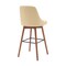 Homeroots 30" Cream and Wood Brown Faux Leather with Solid Wood Swivel Bar Height Bar Chair 534484 - alternate 6