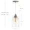 Jonathan Y Fontaine 6.25" Adjustable Greige Glass LED Pendant, Grey/Clear JYL3523A - alternate 13