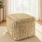 Homeroots 18" Natural Jute Blend Cube Striped Pouf Ottoman 551561 - alternate 8