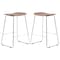 Leisuremod Melrose Modern Wood Counter Stool With Chrome Frame, Walnut, 2PK MS26WN2 - alternate 1