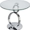 Homeroots 21" Clear and Silver Glass and Metal Round Pedestal End Table 554647 - alternate 5