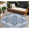 Homeroots 8' Blue Gray And Ivory Round Oriental Washable Indoor Outdoor Area Rug 600146 - alternate 1