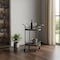 Homeroots Dark Gray Iron And Solid Wood Round Rolling Bar Cart 490202 - alternate 6