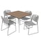Regency Square Kahlo Breakroom Table W/ 4 Zeng Stack Chairs, 48 in W, 48 in L, Noble Oak TPL4848NOCM44GY - alternate 1