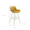 Homeroots Set of Two 29" Yellow and Gold Velvet and Metal Low Back Bar Height Swivel Bar Chairs 543458 - alternate 5