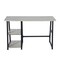 Homeroots Modern Geo Dark Grey Home Office Table With Storage Shelves 475986 - alternate 1