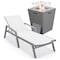Leisuremod Marlin Grey Aluminum Patio Chaise Lounge Chair With Arms & Square Fire Pit Table, White MLAGRCF21-77W - alternate 1