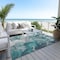 Homeroots 5' X 8' Teal Blue And Ivory Abstract Washable Indoor Outdoor Area Rug 617801 - alternate 8