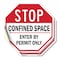 Signmission Stop Confined Space Enter by Permit, 4 inch X 4 inch, Vinyl Decal, 2PK OC-D-2PACK-4-250 - alternate 1