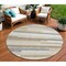 Homeroots 8' Ivory Beige And Taupe Round Striped Washable Indoor Outdoor Area Rug 613286 - alternate 1