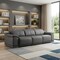 Homeroots 107" Dark Gray Top Grain Leather Reclining USB Sofa 643714 - alternate 5