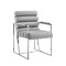 Homeroots Set of Two Tufted Gray And Silver Metallic Upholstered Faux Leather Dining Arm Chairs 545059 - alternate 1