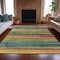 Homeroots 8' X 10' Green Teal Blue And Copper Striped Washable Indoor Outdoor Area Rug 631212 - alternate 8