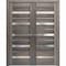 Sartodoors Solid French Double Doors 64 x 80in, Quadro 4445 Nebraska Grey W/ Frosted Glass QUADRO4445DD-NEB-64 - alternate 7