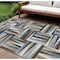 Homeroots 9' X 12' Navy Blue Brown And Beige Geometric Washable Indoor Outdoor Area Rug 598284 - alternate 1