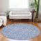 Homeroots 8' Denim Blue And Ivory Round Floral Washable Indoor Outdoor Area Rug 604673 - alternate 8