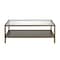 Homeroots 45" Clear And Gold Glass And Steel Coffee Table With Shelf 520911 - alternate 7