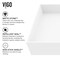 Vigo Bryant Modern White Matte Stone 23 in. L x 15 in. W x 5 in. H Rectangular Vessel Bathroom Sink VG04027 - alternate 7