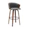 Homeroots 30" Gray And Wood Brown Faux Leather Swivel Bar Height Bar Chair 534421 - alternate 7