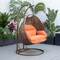 Leisuremod Mendoza Dark Brown Wicker Hanging 2 person Egg Swing Chair with Orange Cushions MSCDBR-53OR - alternate 7