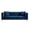 Homeroots 88" Navy Blue Velvet Sofa And Toss Pillows With Clear Legs 543979 - alternate 8