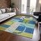 Homeroots 8' X 10' Denim Blue And Lime Green Geometric Washable Indoor Outdoor Area Rug 612578 - alternate 8