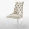 Homeroots Set of Two Tufted Cream and Clear Upholstered Linen Dining Side Chairs 543513 - alternate 6