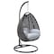 Leisuremod Charcoal Wicker Hanging Egg Swing Chair with Light Grey Cushions ESCCH-40LGR - alternate 1