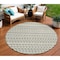 Homeroots 8' Linen And Lime Green Round Striped Washable Indoor Outdoor Area Rug 610536 - alternate 1