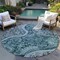 Homeroots 8' Teal Blue And Dark Green Round Floral Medallion Washable Indoor Outdoor Area Rug 603199 - alternate 9