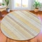 Homeroots 8' Ivory And Beige Round Striped Washable Indoor Outdoor Area Rug 632223 - alternate 5