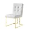 Homeroots Set of Two Tufted White and Gold Upholstered Faux Leather Dining Side Chairs 543550 - alternate 1
