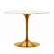 Homeroots 40" White And Gold Rounded Marble And Metal Pedestal Base Dining Table 520845 - alternate 1