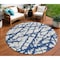 Homeroots 8' Navy Blue And Ivory Round Abstract Washable Indoor Outdoor Area Rug 614373 - alternate 1