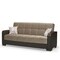 Homeroots 87" Brown Sand Chenille And Faux Leather Convertible Futon Sleeper Sofa w/ Toss Pillows And Storage 607173 - alternate 1