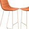 Homeroots Set of Two 30" Orange And Gold Velvet And Steel Bar Height Bar Chairs 555758 - alternate 6